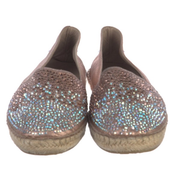Dune London Shoes - Dune London Crystal Embellished Leather Espadrilles Slip Flats On Size 11